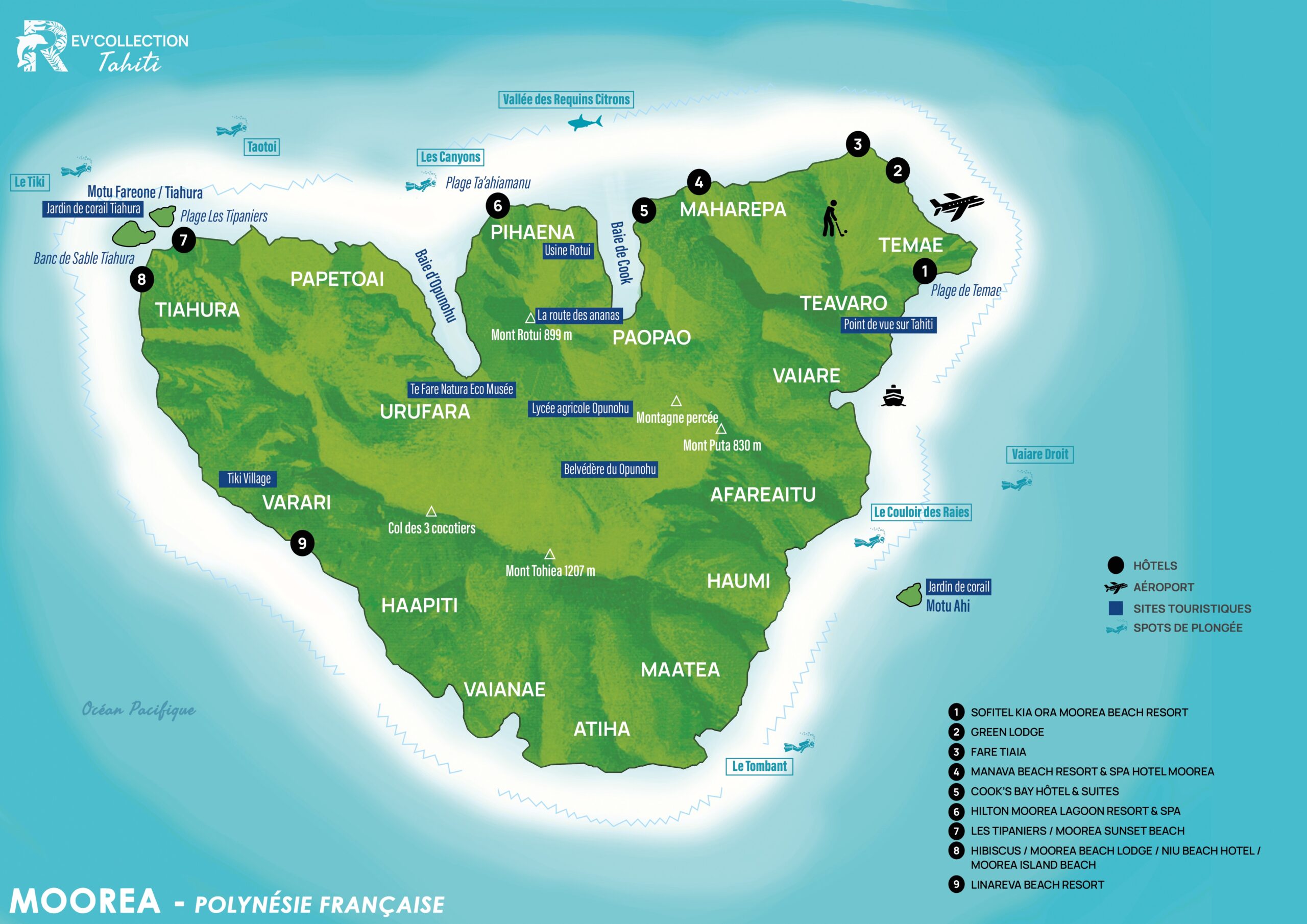 Carte illustrée de l'île de Moorea