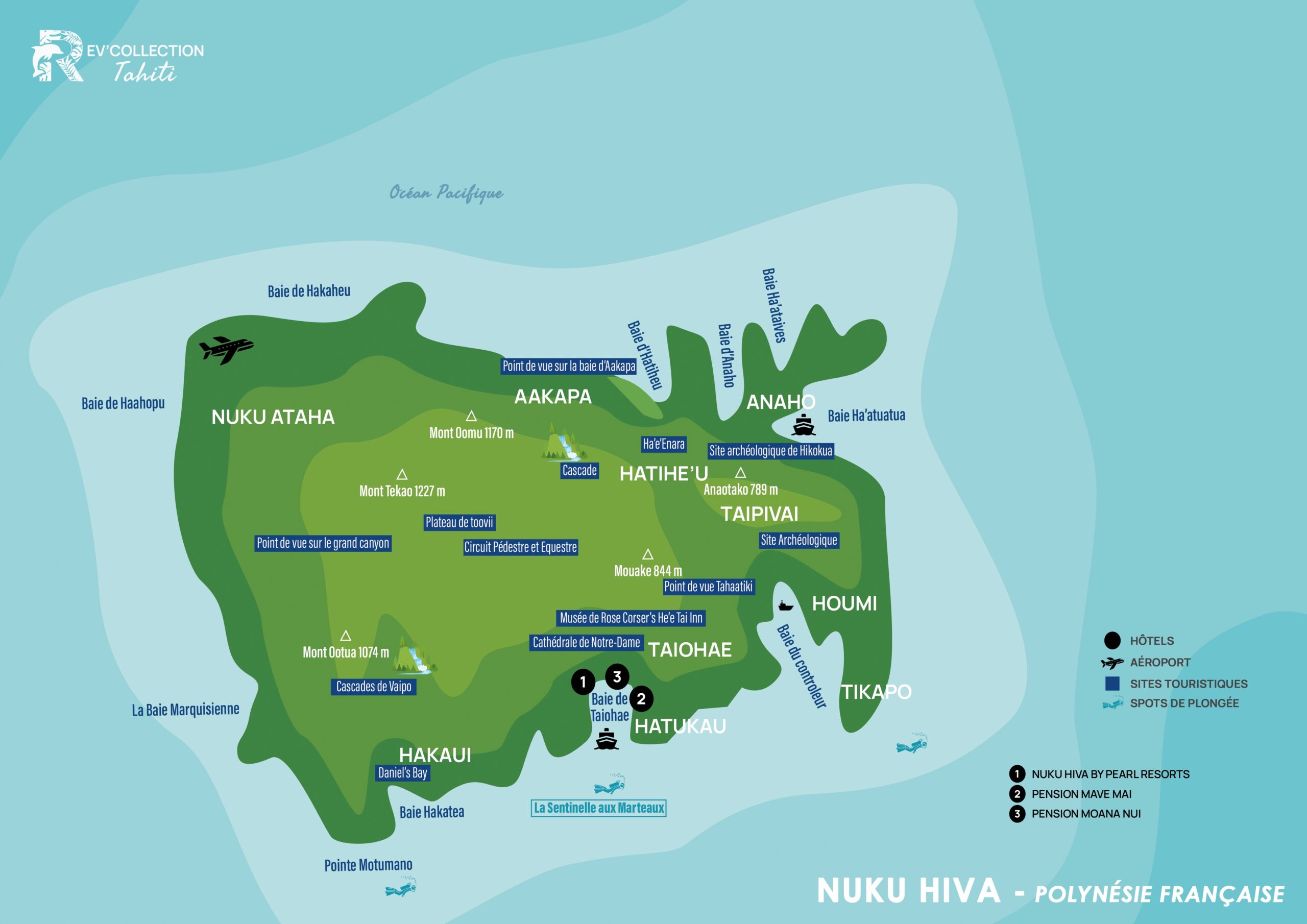 Carte illustrée de l'île de Nuku Hiva