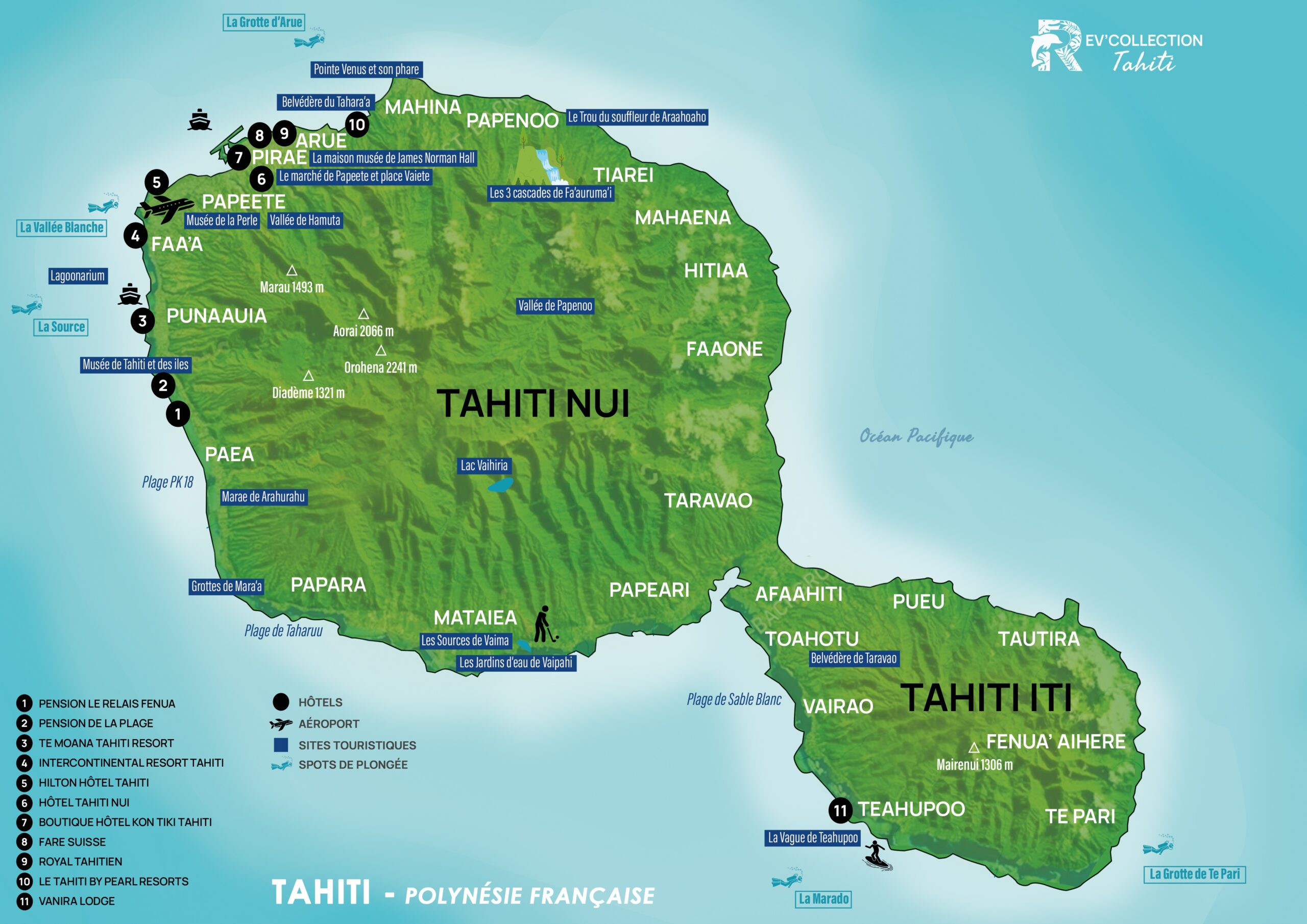 Carte illustrée de Tahiti